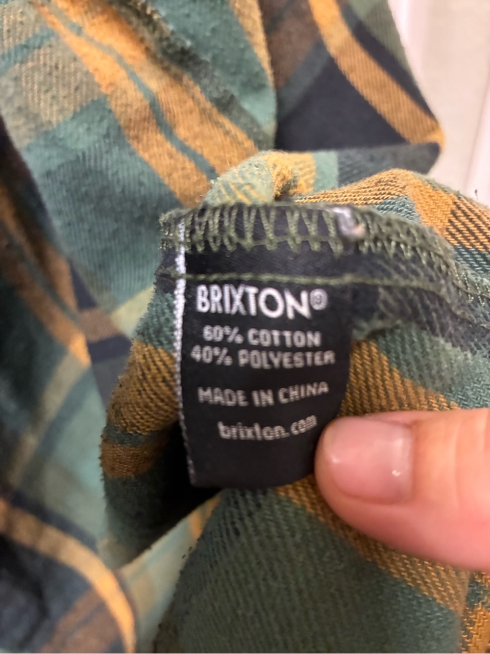 Brixton Green & Mustard Plaid Flannel Shirt Men’s Size Large - Picture 4 of 7